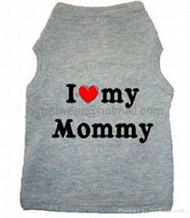 2012 dog clothes ,i love mommy dog t-shirt