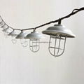 Garden String Light-Decorative Galvanized hood & wire cage string light 10ct 3