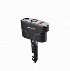 Cigarette lighter car charger 1 in 2 100W  car charger to 2-USB charger 