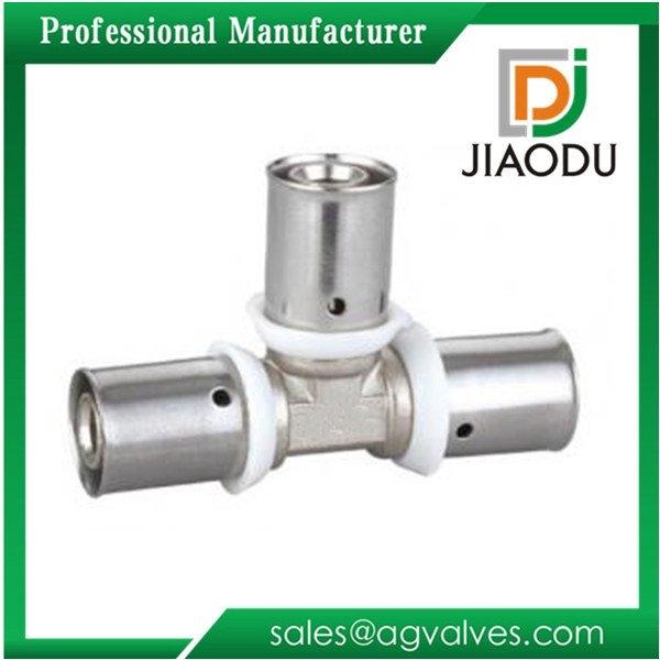 Brass Press Fittings Of Equal Tee For Pex Pipe