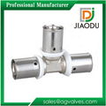 Brass Press Fittings Of Equal Tee For Pex Pipe