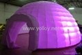 Inflatable lighting igloo dome tent at night