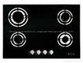 Gas Hob with 4 Burners and Tempered Black Glass Panel, SS Water Plate(GH-G714E) 1