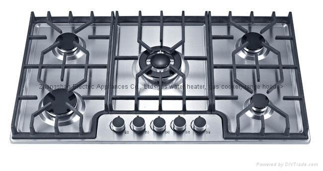 Gas Hob With 5 Burners and SS Mat  Panel, 220v Electricity Ignition (GH-S995C)