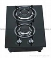 Gas Hob with 2 Burner and Tempered Glass Black Panel 1