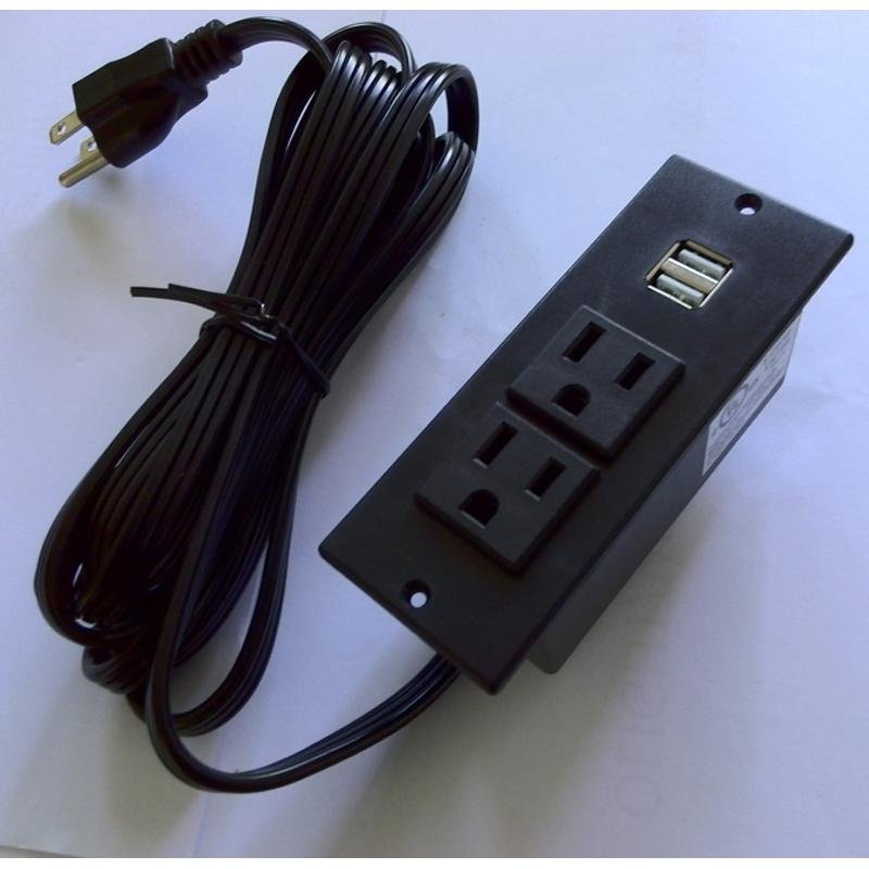 美式接線排插嵌入式USB充電板2位美標延長插板桌面插座 5