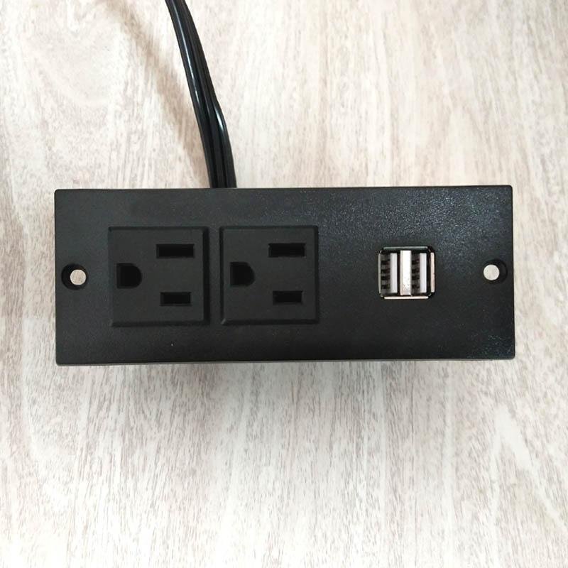 美式接线排插嵌入式USB充电板2位美标延长插板桌面插座 2