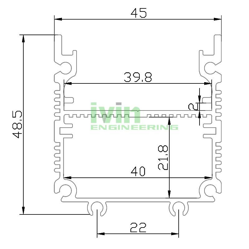 AWH-4845 IP65 LED washwall light heatsink 36W IP65 Washwall light enclosure.  2