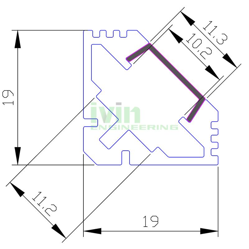 led light alu bar, led corner profile for wall solution,90° led aluminum profile 3
