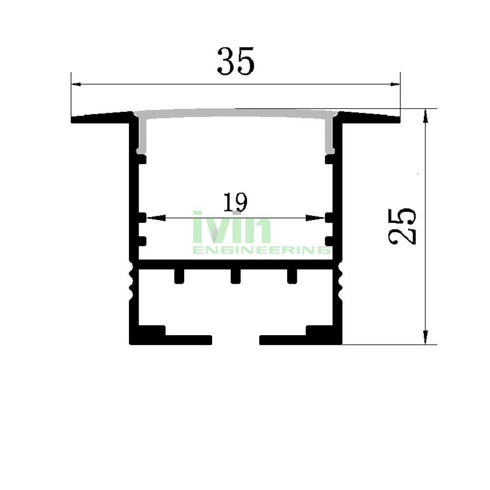 AZ-3525 Recessed under cabinets LED profile,Recessed stores led strip profiles. 2