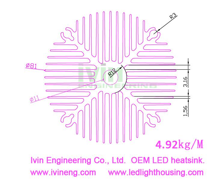 HIgh power LED heatsink, LED extrusion profiles, LED aluminium heat sink.  5