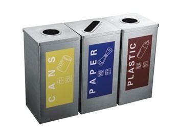 不鏽鋼三分類回收箱 3