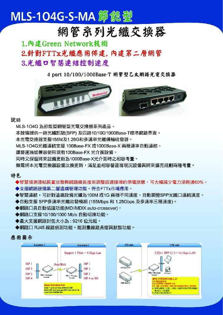 Managed Fiber Switch  MLS-1O4G-S-MA   2