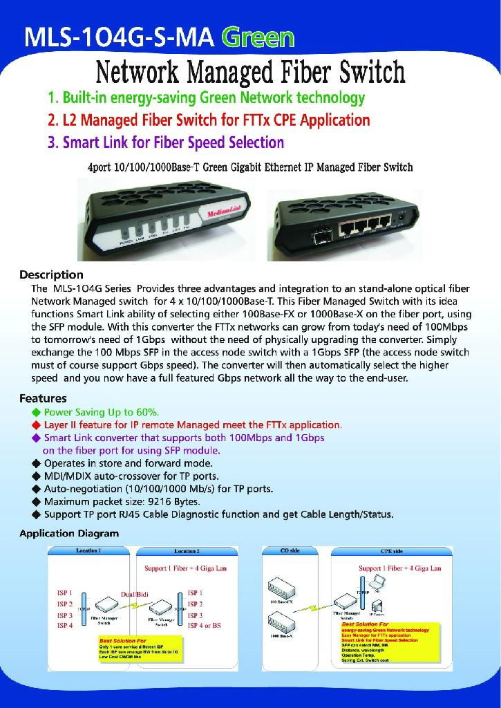 Managed Fiber Switch  MLS-1O4G-S-MA   4