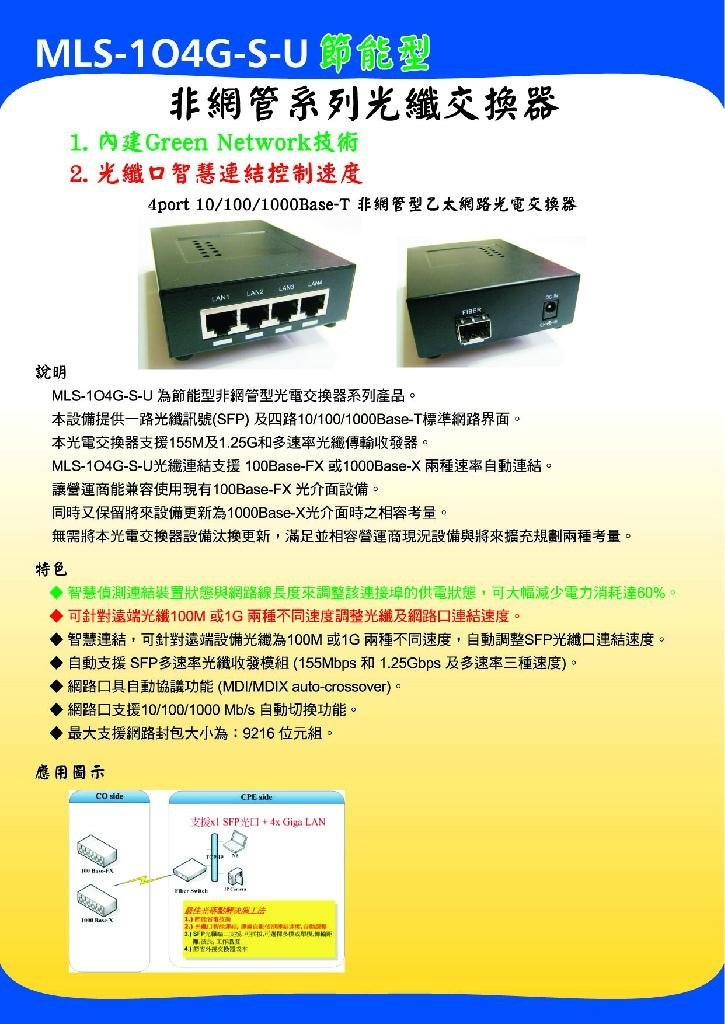 Ethernet Un-Manager Fiber Switch  4port 