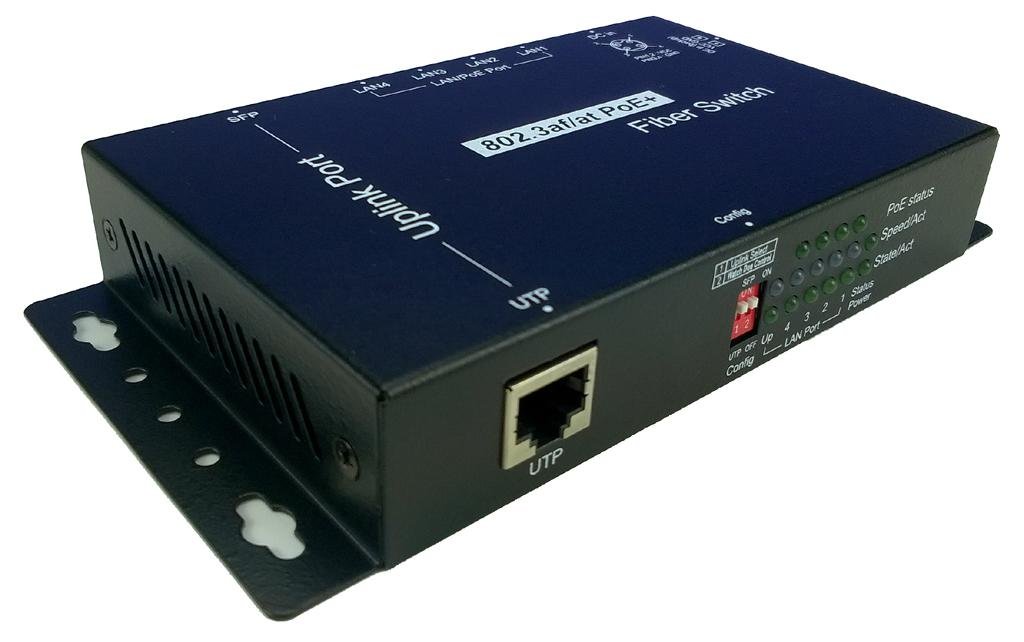 4 埠 PoE 及 1 Combo(网路/光纤) 千兆光纤交换器