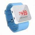 LED Watch with Mirror interface neon blue