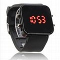 LED Watch with Mirror interface neon blue