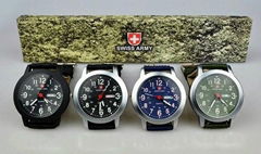 Swiss design army watch glow watch with calendar quartz watch