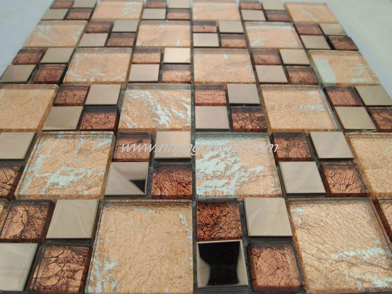 Stainless steel gold foil glass Mosaic 3