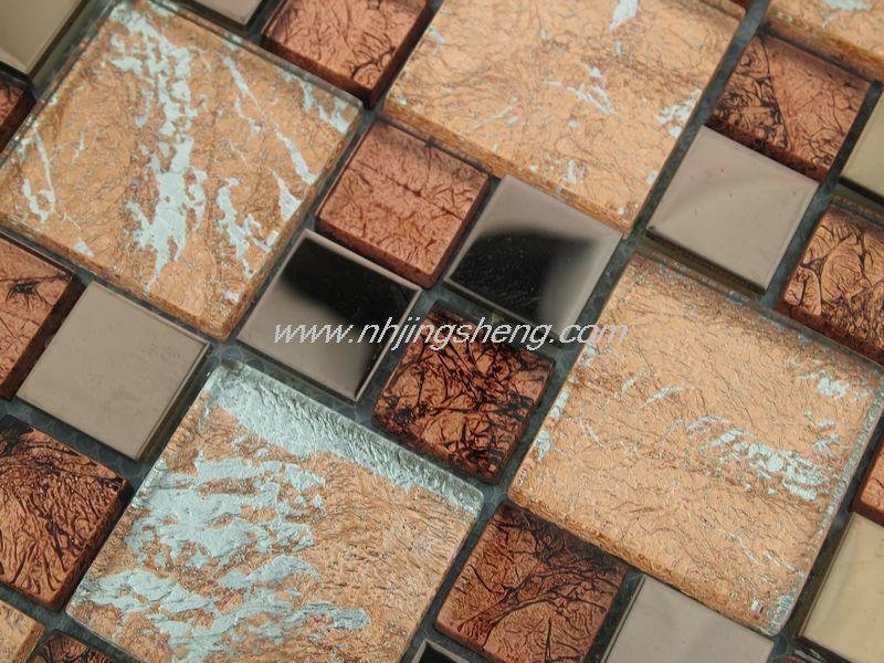 Stainless steel gold foil glass Mosaic 4