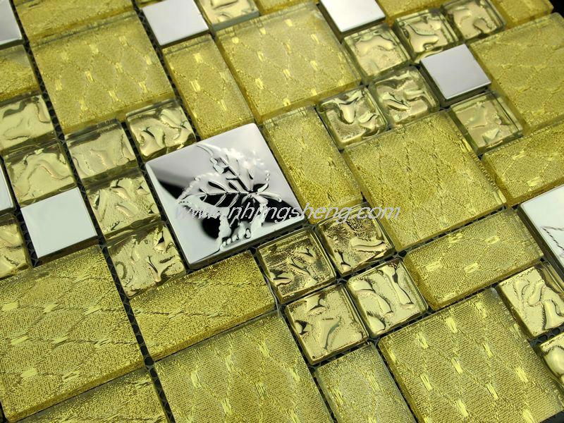 Stainless steel gold foil glass Mosaic 2