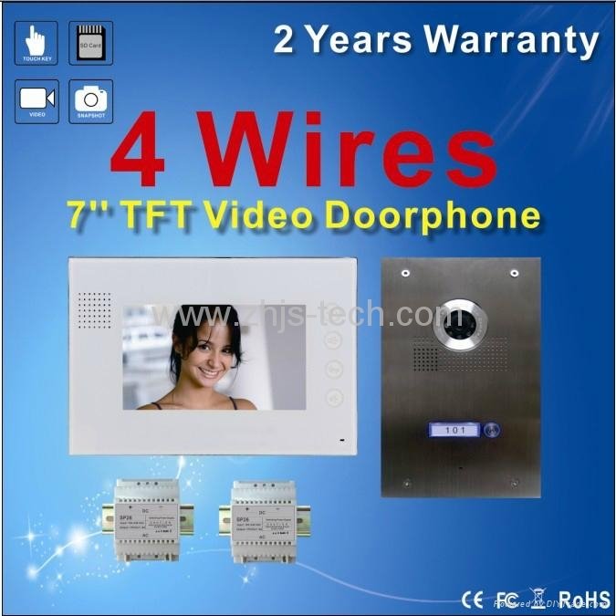 4 Wire,2 Wires Touch Button Color Video Door Phone Peephole intercom system
