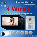 4 Wire,2 Wires Touch Button Color Video Door Phone Peephole intercom system 2