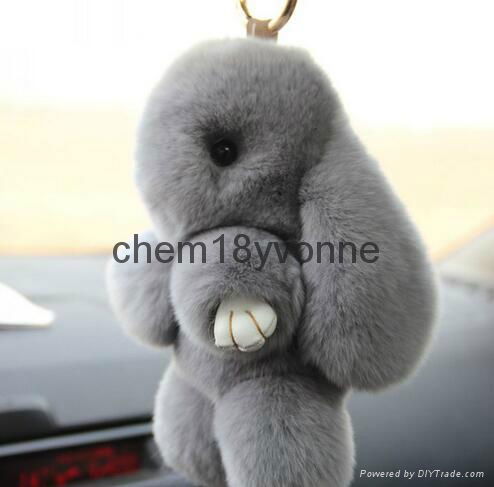 2016 Fashion china real fur made cute monster shape keychain bag charm rabbit fu