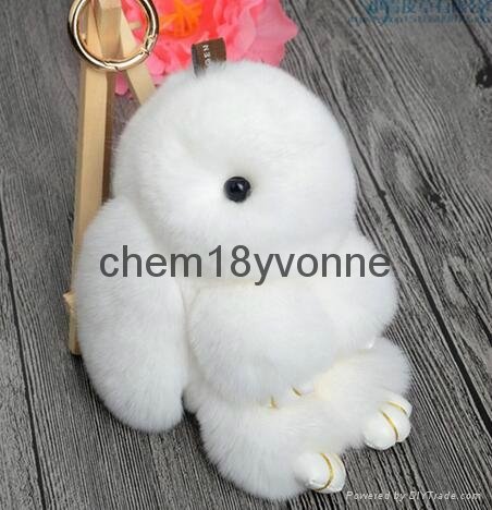 2016 Fashion china real fur made cute monster shape keychain bag charm rabbit fu 3