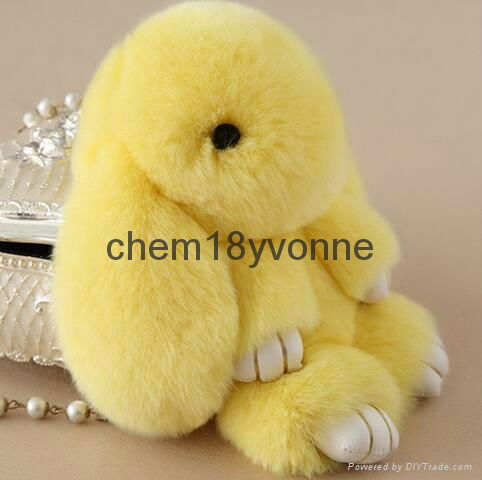 2016 Fashion china real fur made cute monster shape keychain bag charm rabbit fu 4