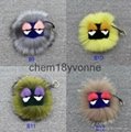 Hot sale monster face raccoon fur pom poms keychain for bag charm key chain girl 5