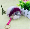 Hebei wholesale fur pom poms keychain rabbit fur balls rex rabbit fur ball charm 1