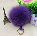 Hebei wholesale fur pom poms keychain rabbit fur balls rex rabbit fur ball charm 4