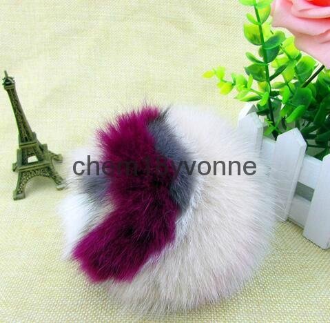 Hebei wholesale fur pom poms keychain rabbit fur balls rex rabbit fur ball charm 3