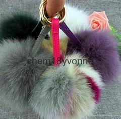 Hebei wholesale fur pom poms keychain rabbit fur balls rex rabbit fur ball charm