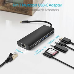 USB C Hub with Type-C PD power 4K HDMI2.0 Gigabit Ethernet adapter Type-C USB3.0