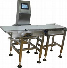 stainless steel high speed check weigher with pusher, swing arm rejector