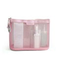 Custom Pink travel mesh cosmetic bag makeup bag 6