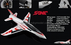  Sonic 90mm  EDF Jet 1200mm wingspan EPO RC plane model high speed airplane