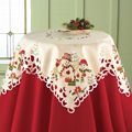 flower  cross stitch tablecloth with embroidery with lace 8