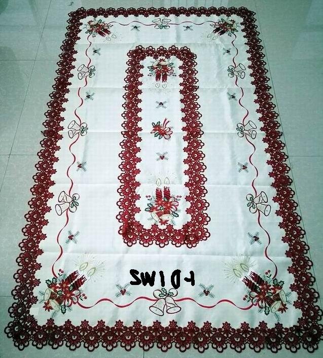 christmas embroidered tablecloth with cutwork 1