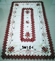 christmas embroidered tablecloth with cutwork