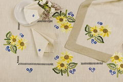 hand embroideried linen tablecloth