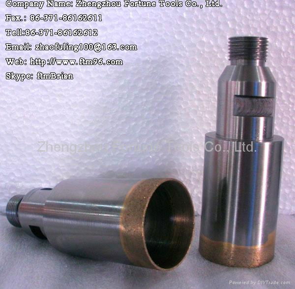 Diamond glass core drill bit with threaded shank