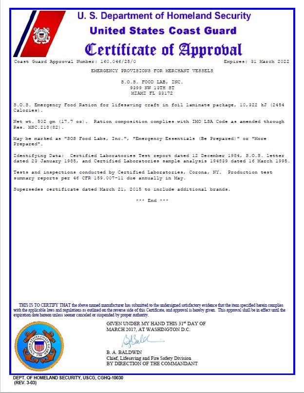 Energy Bars MAINSTAY 1200 SOS Food Lab llc (Taiwan Trading Company