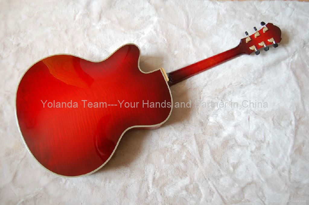 15inch Handmade jazz guitar in red sunburst color 2