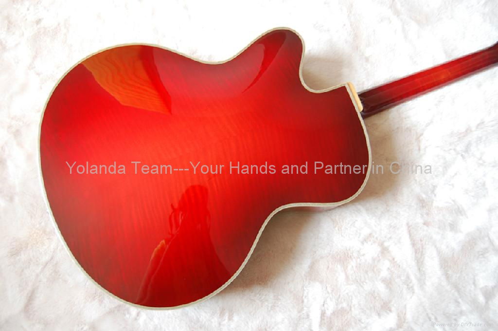 15inch Handmade jazz guitar in red sunburst color 4