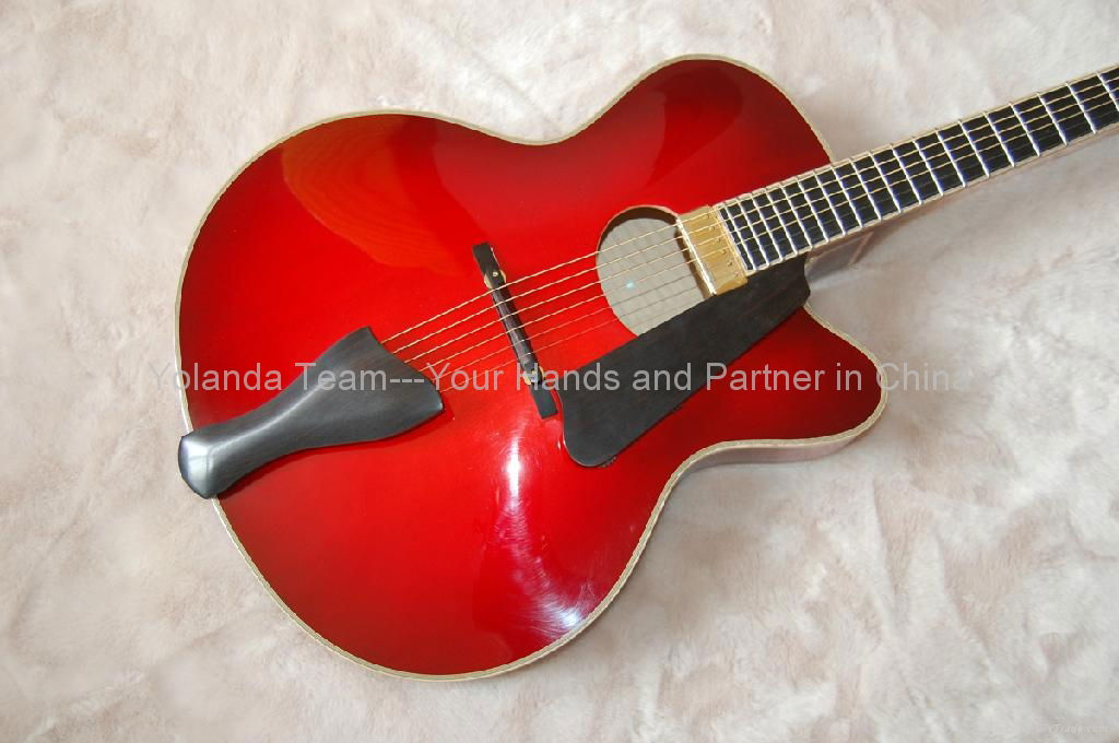 17inch Handmade jazz guitar in red sunburst color 3