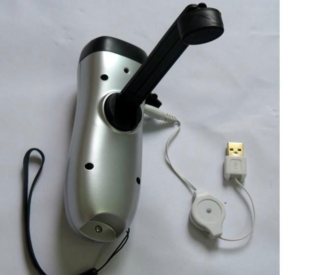 Cranking LED flashlight with cellphone charger  2